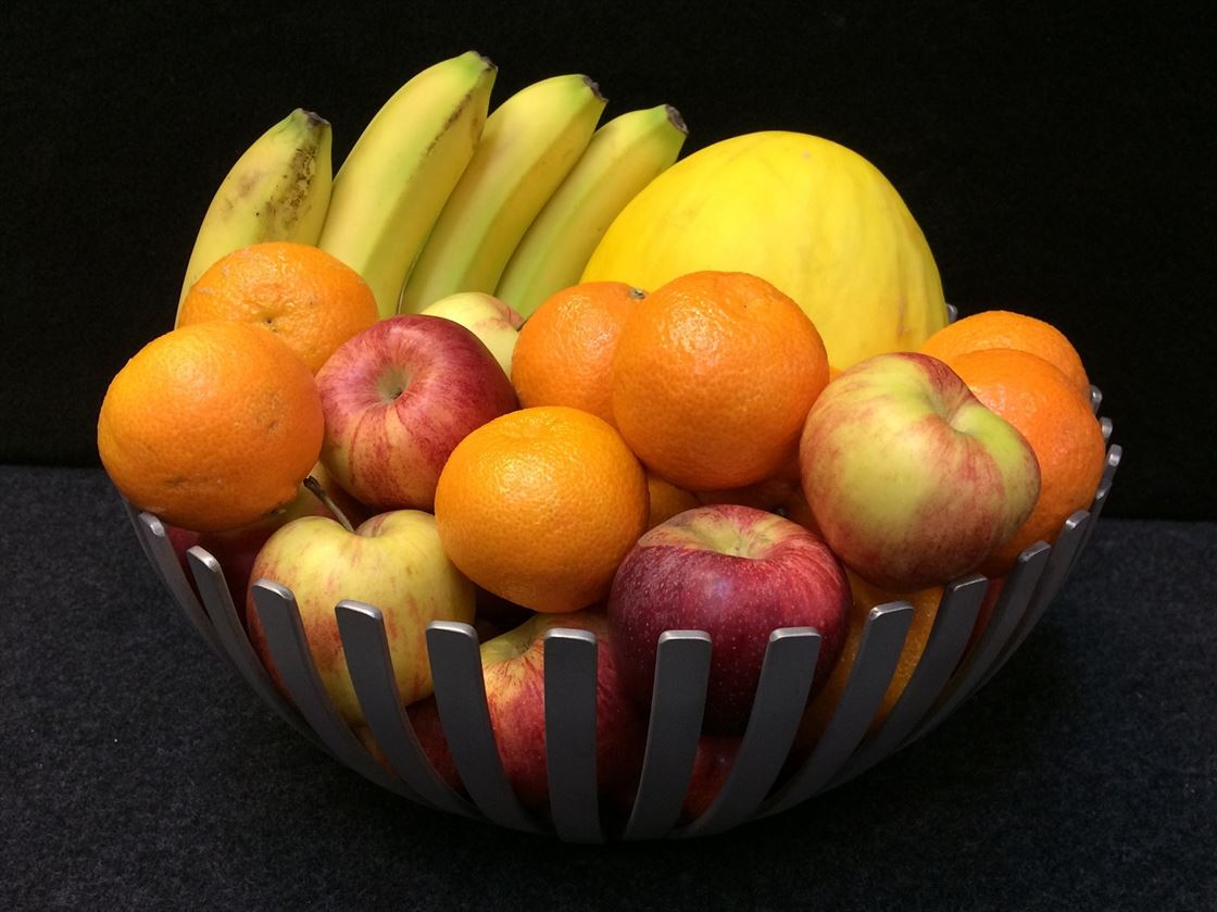 round stainless steel fruit bowl